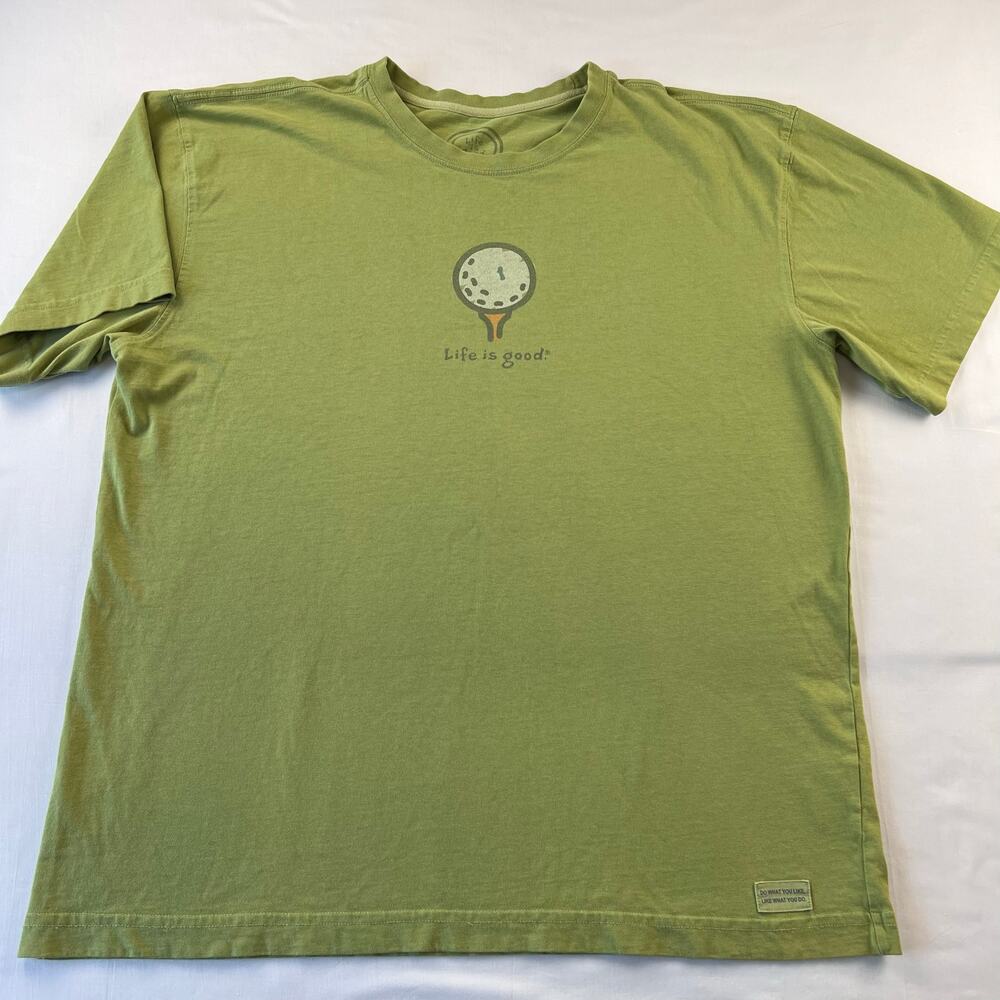 Life is Good Golf Ball Tee T-Shirt men's size Large Green